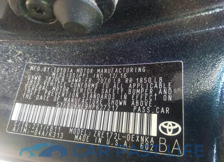 5YFBURHE9HP627217# 9