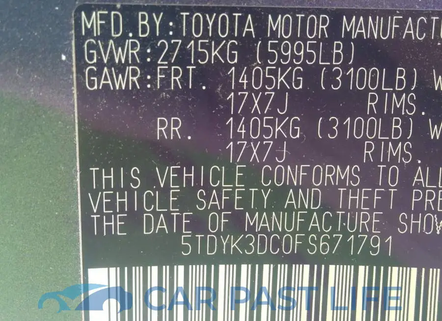 5TDYK3DC0FS671791# 9
