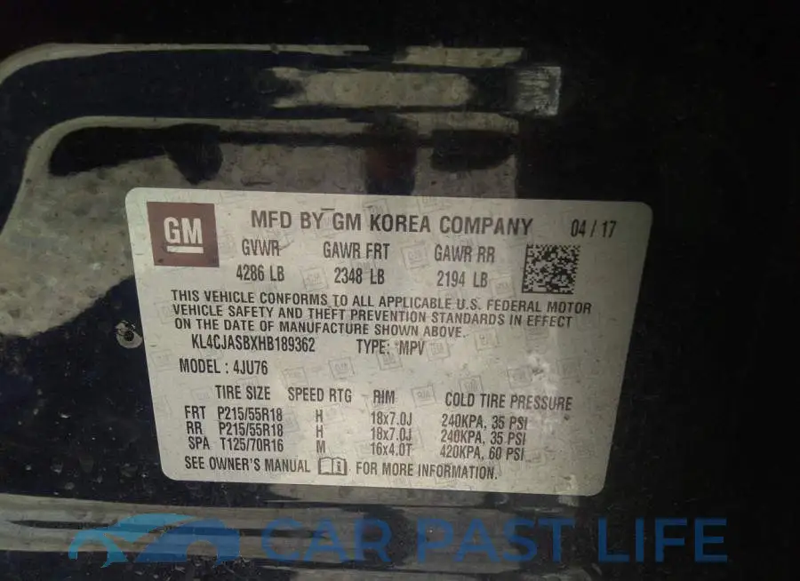 KL4CJASBXHB189362# 9