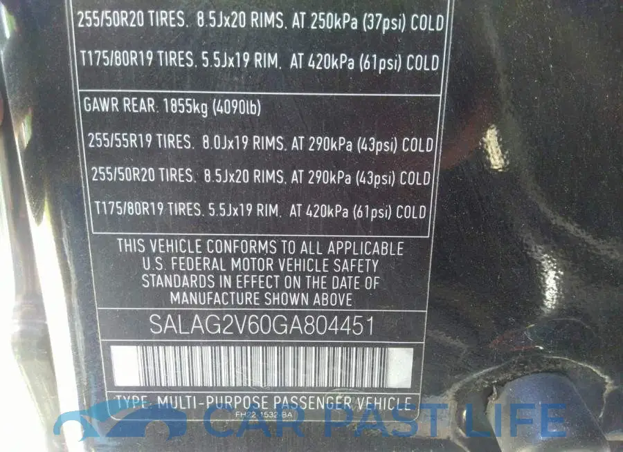 SALAG2V60GA804451# 9