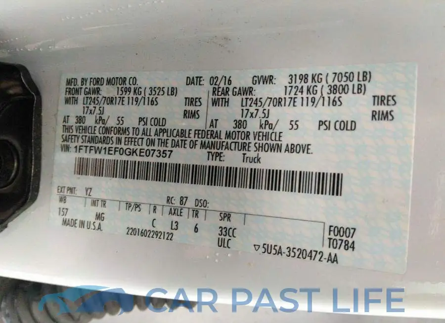1FTFW1EF0GKE07357# 9