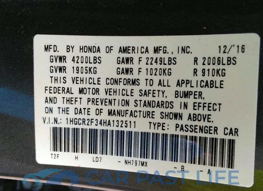 1HGCR2F34HA132511# 9