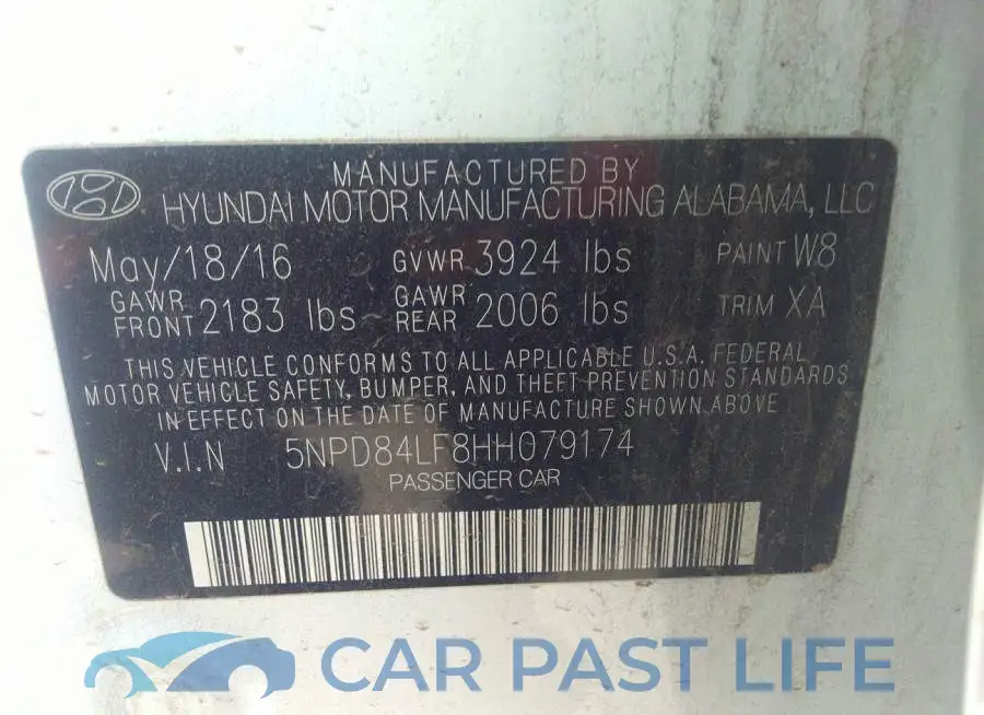 5NPD84LF8HH079174# 9