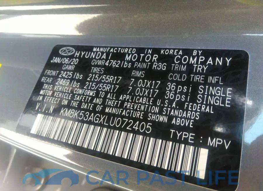 KM8K53AGXLU072405# 9