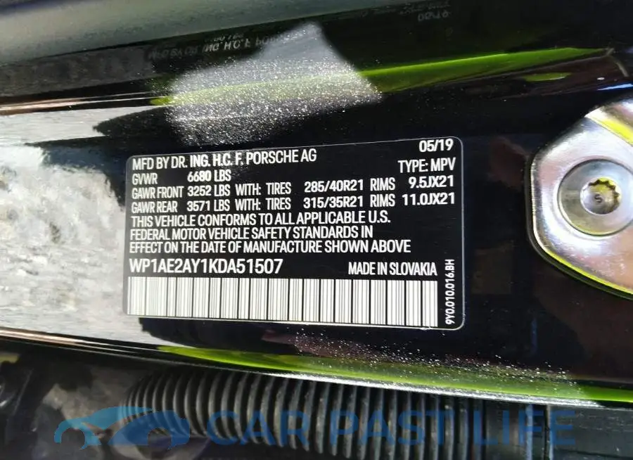 WP1AE2AY1KDA51507# 9