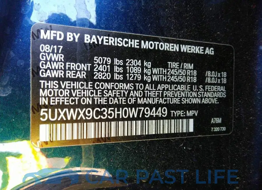 5UXWX9C35H0W79449# 9
