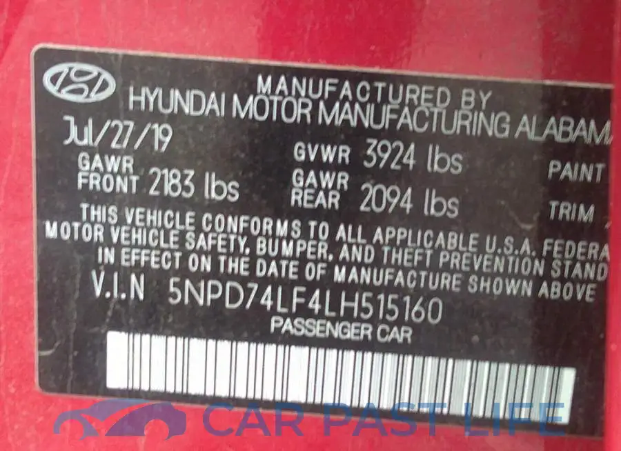 5NPD74LF4LH515160# 9