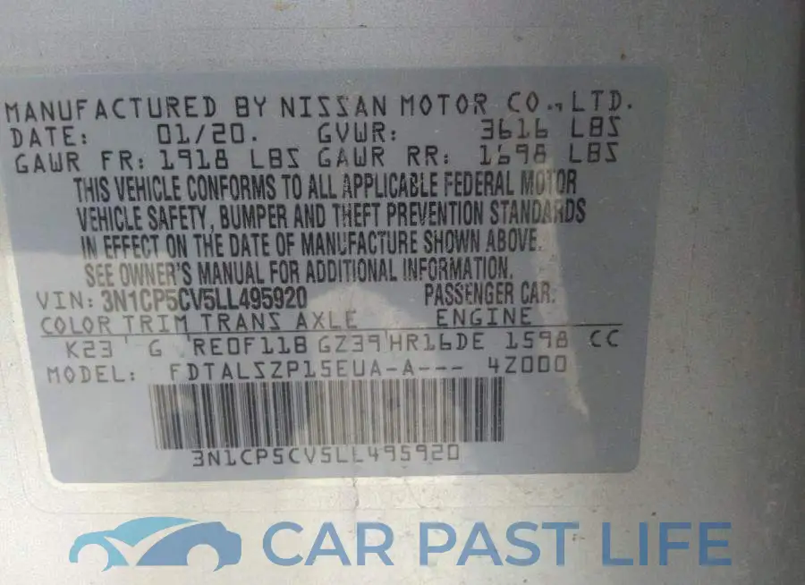 3N1CP5CV5LL495920# 9