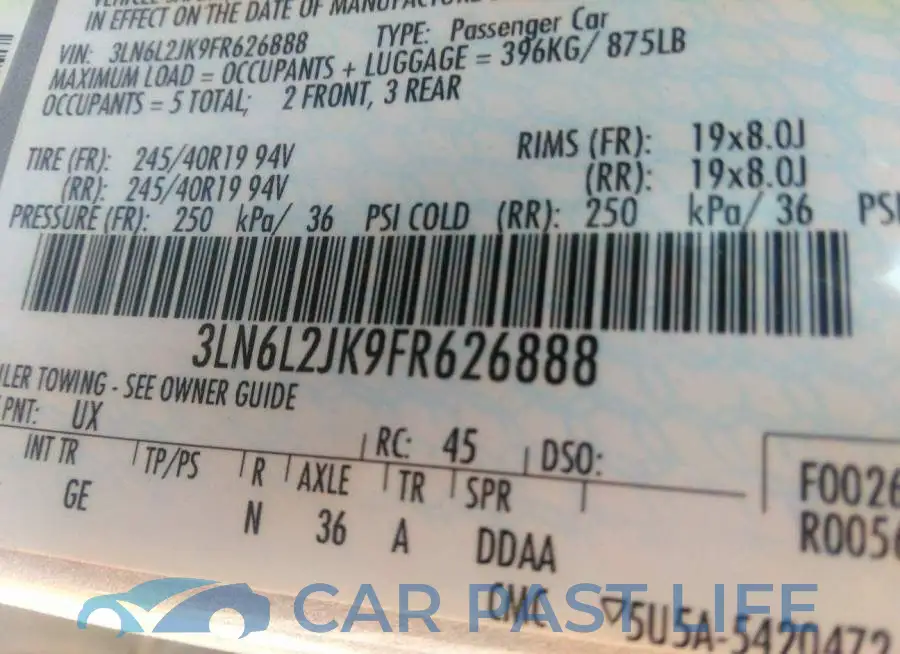 3LN6L2JK9FR626888# 9