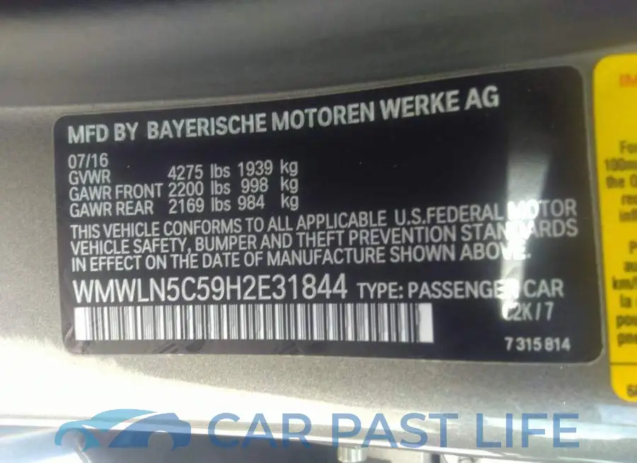 WMWLN5C59H2E31844# 9