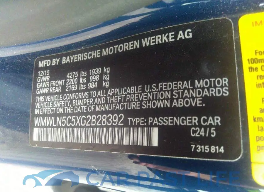 WMWLN5C5XG2B28392# 9