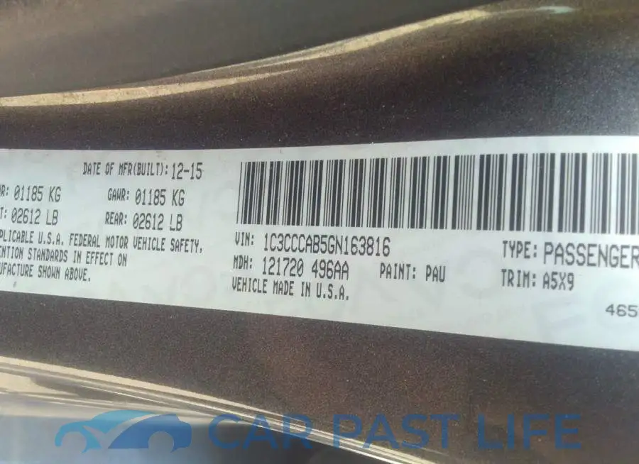 1C3CCCAB5GN163816# 9