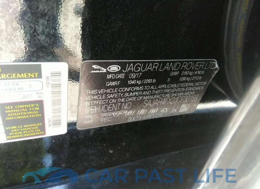 SAJAR4FX2JCP30189# 9