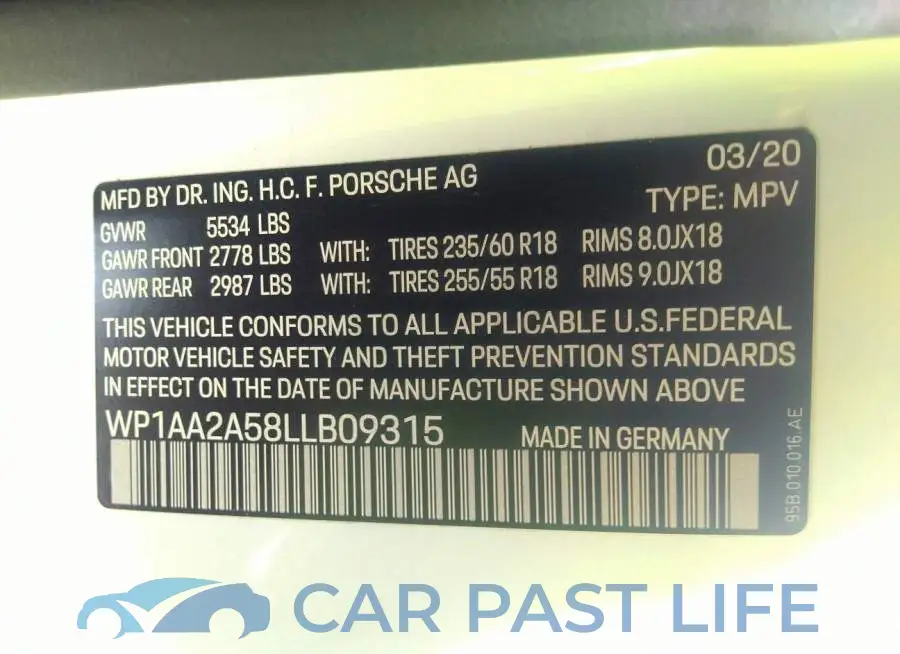 WP1AA2A58LLB09315# 9