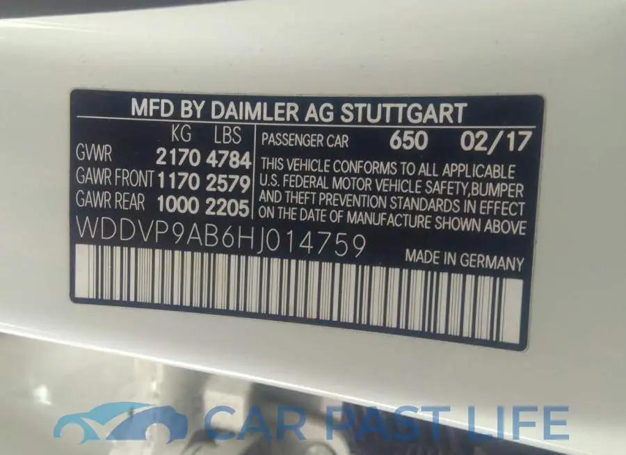 WDDVP9AB6HJ014759# 9