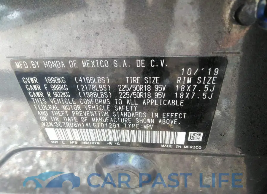 3CZRU6H14LG701291# 9