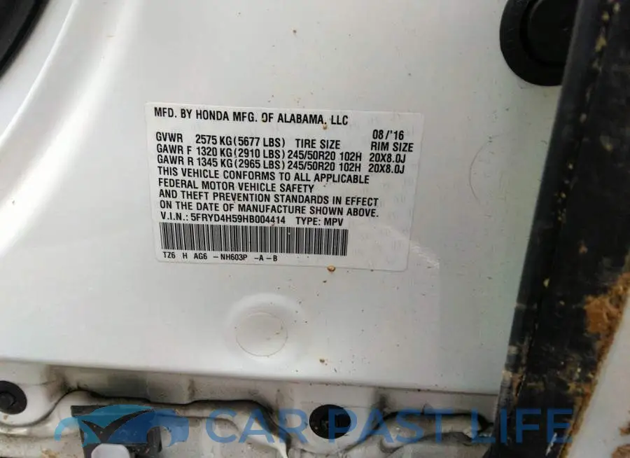 5FRYD4H59HB004414# 9