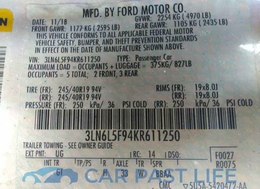 3LN6L5F94KR611250# 9