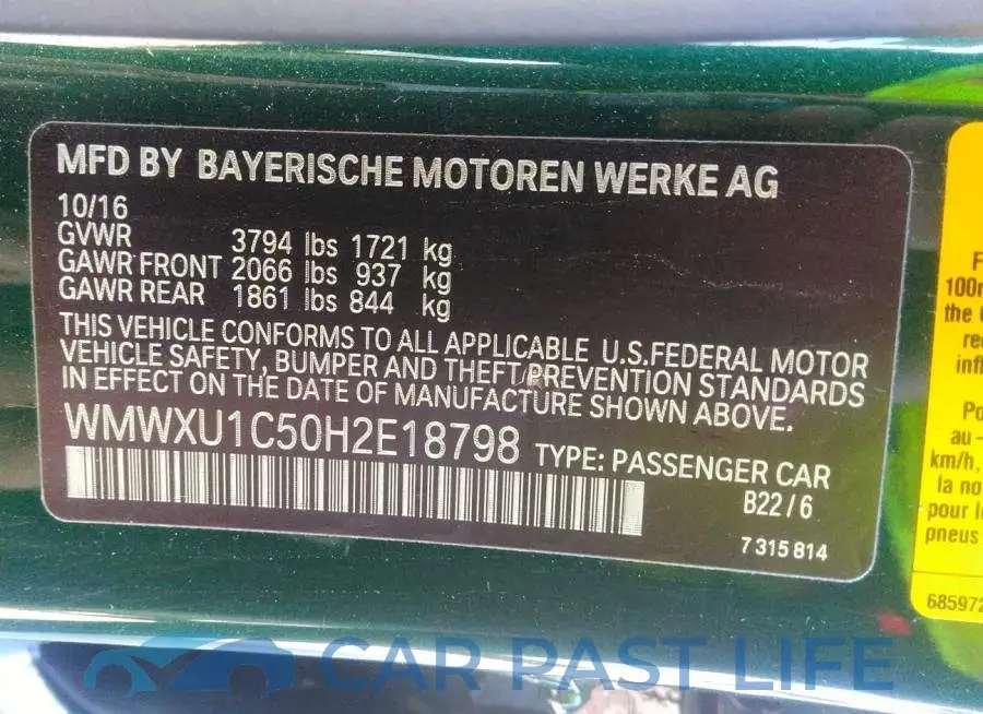 WMWXU1C50H2E18798# 9