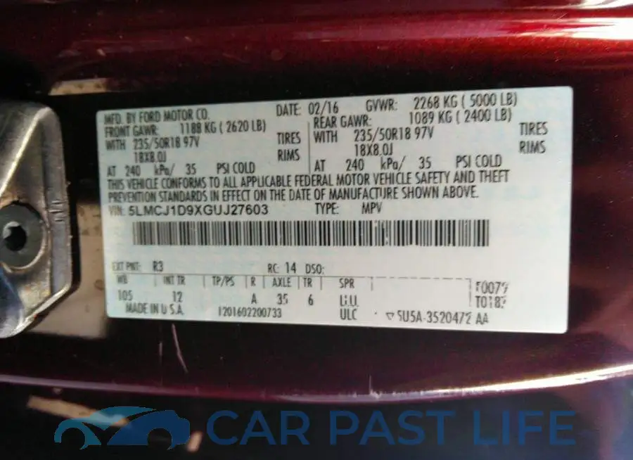5LMCJ1D9XGUJ27603# 9
