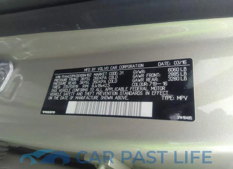 YV4A22PK0G1084162# 9