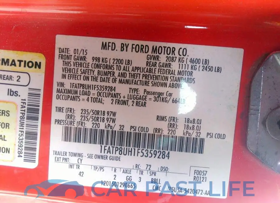 1FATP8UH1F5359284# 9