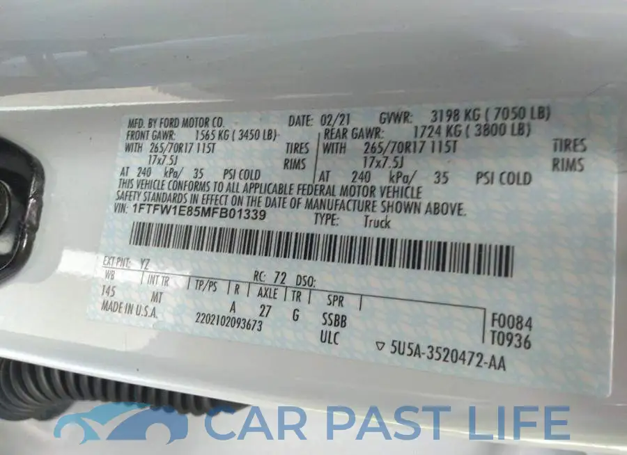 1FTFW1E85MFB01339# 9