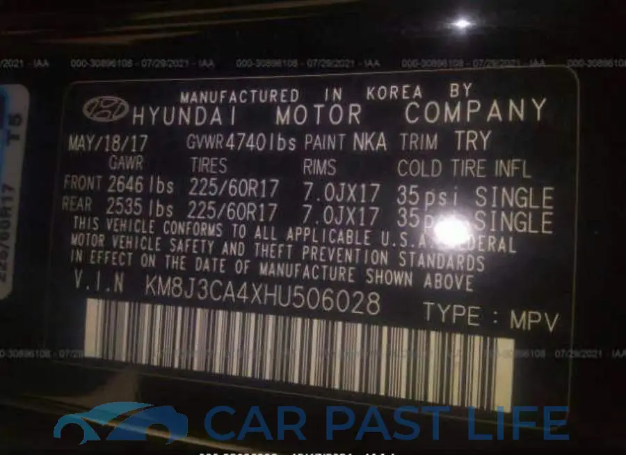KM8J3CA4XHU506028# 9