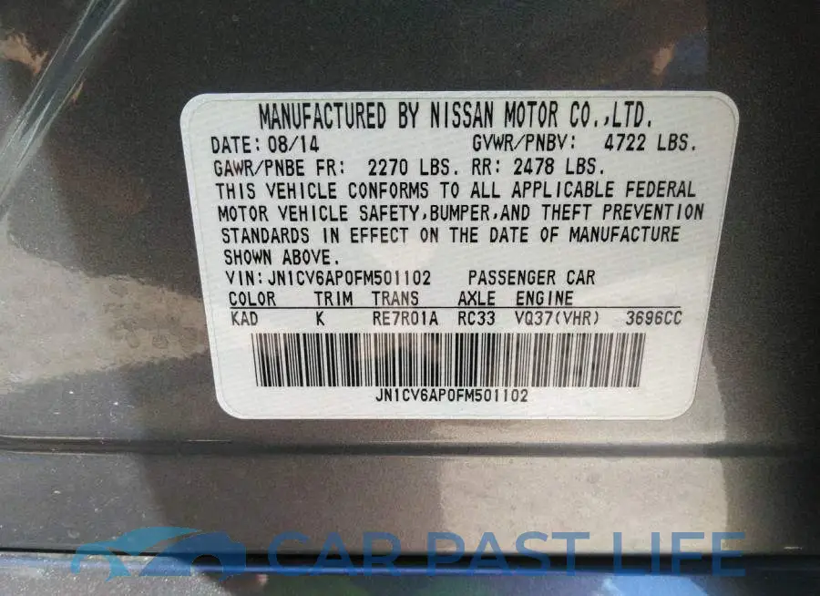 JN1CV6AP0FM501102# 9