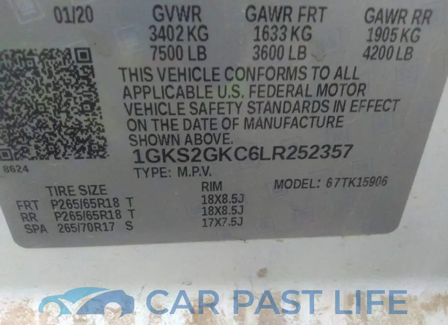 1GKS2GKC6LR252357# 9