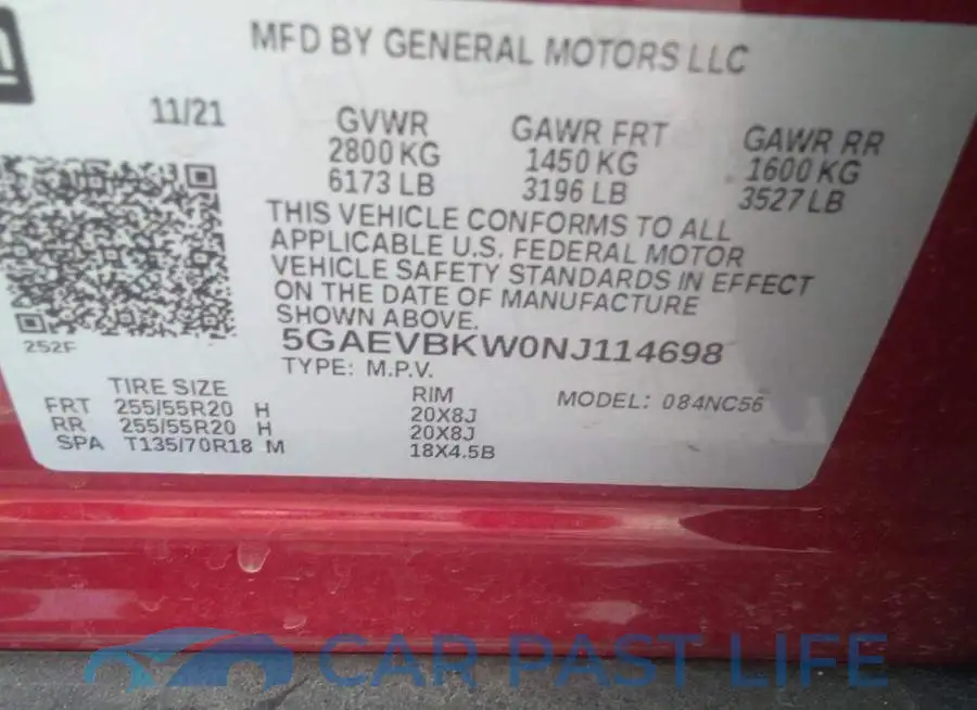 5GAEVBKW0NJ114698# 9