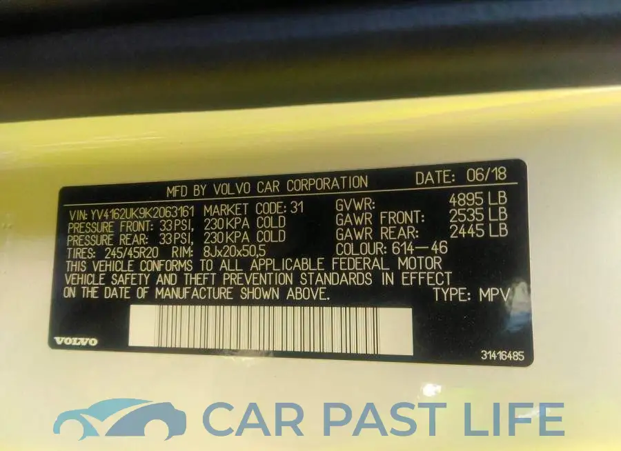 YV4162UK9K2063161# 9