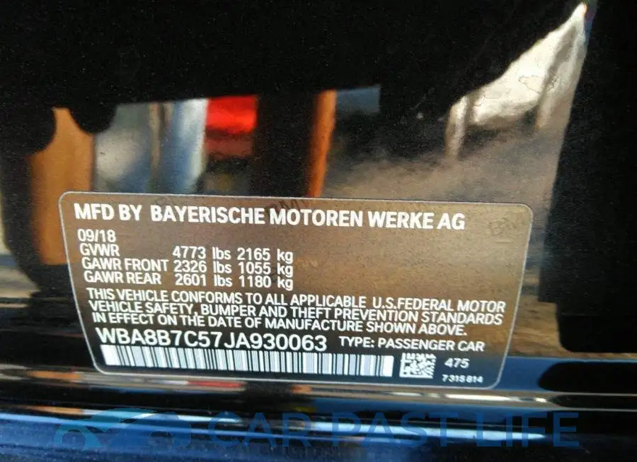 WBA8B7C57JA930063# 9