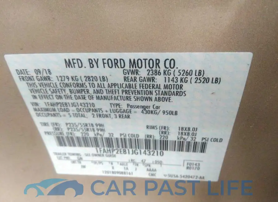 1FAHP2E81JG143210# 9