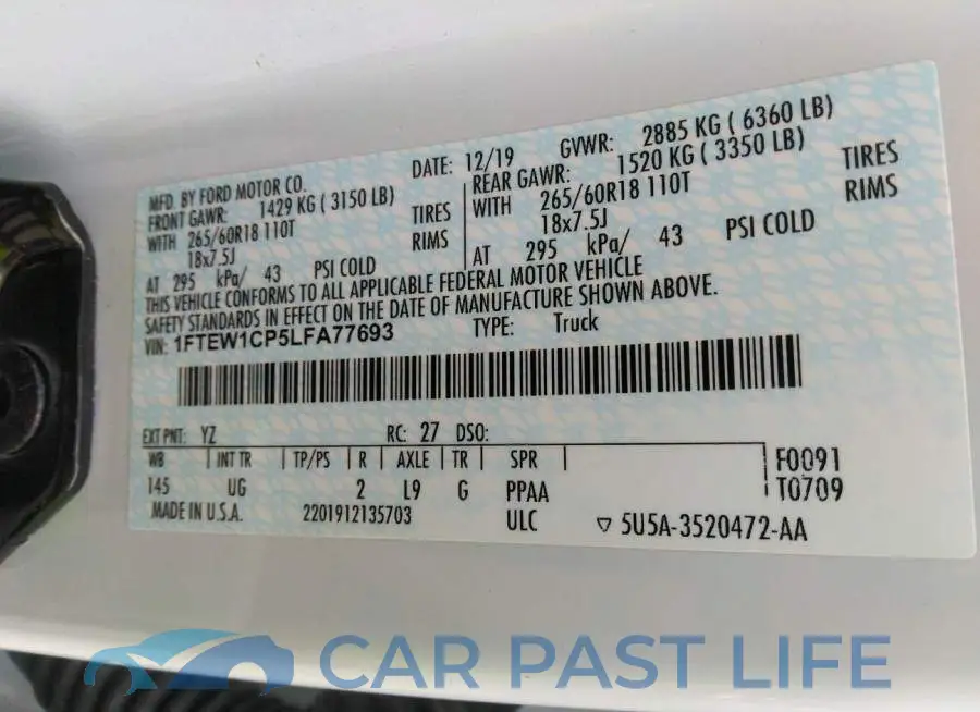 1FTEW1CP5LFA77693# 9