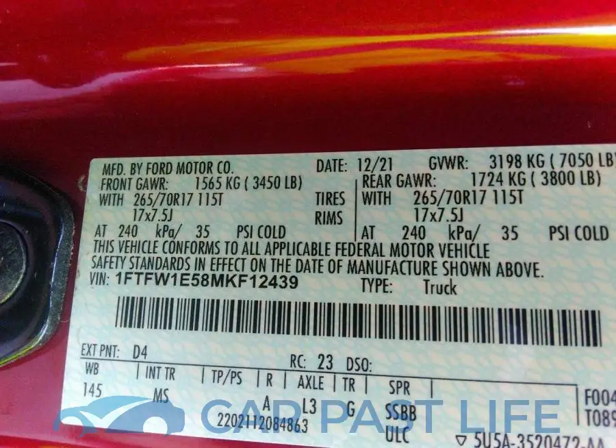 1FTFW1E58MKF12439# 9