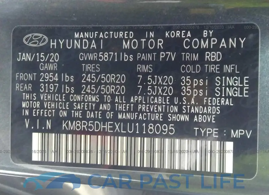 KM8R5DHEXLU118095# 9