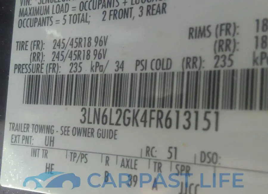 3LN6L2GK4FR613151# 9