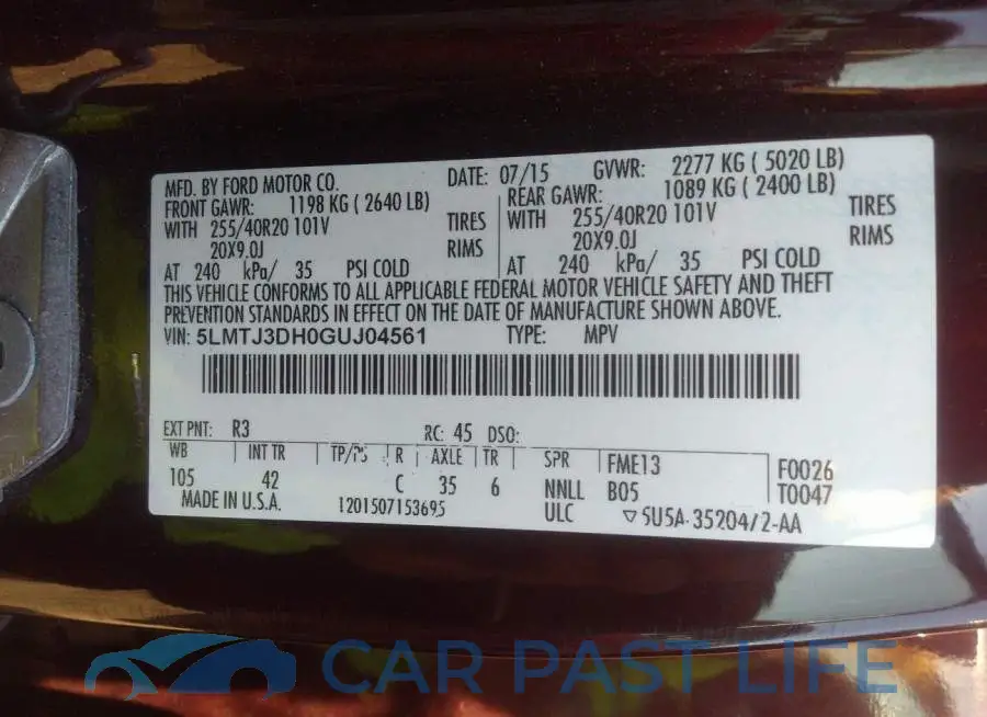5LMTJ3DH0GUJ04561# 9