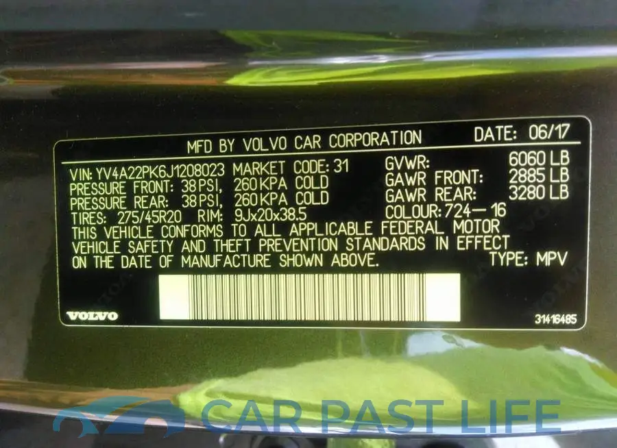 YV4A22PK6J1208023# 9