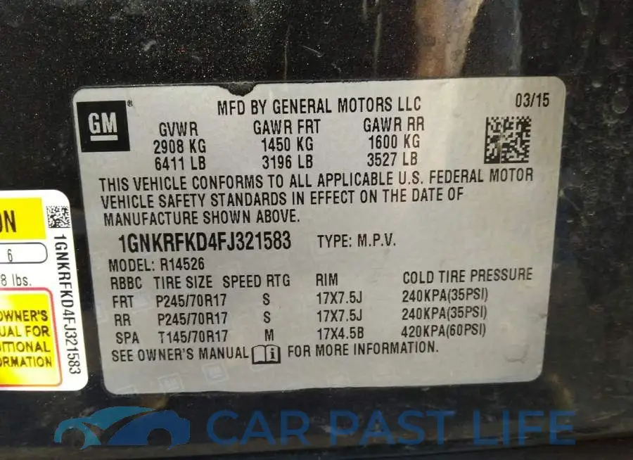 1GNKRFKD4FJ321583# 9
