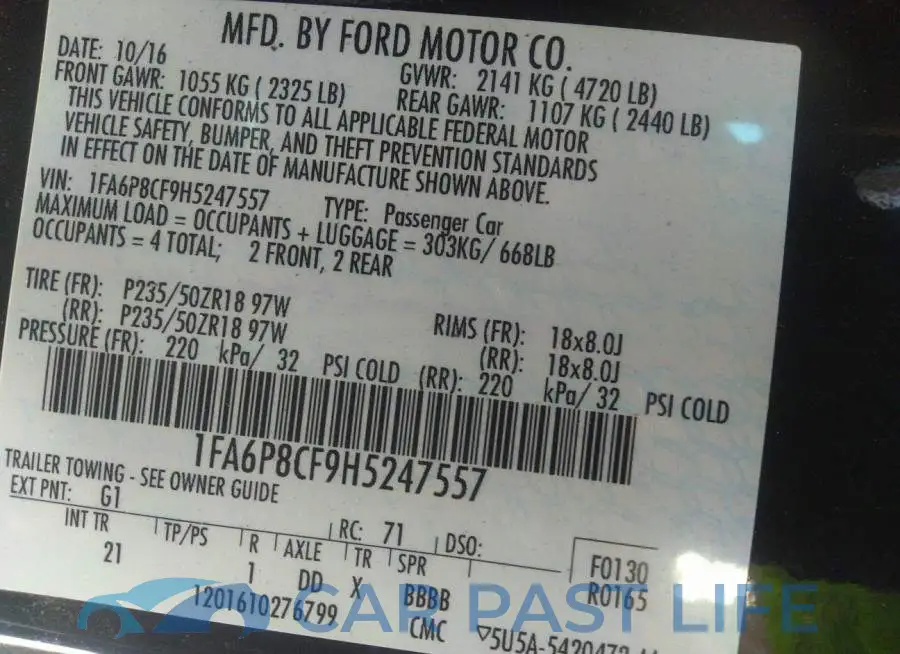 1FA6P8CF9H5247557# 9