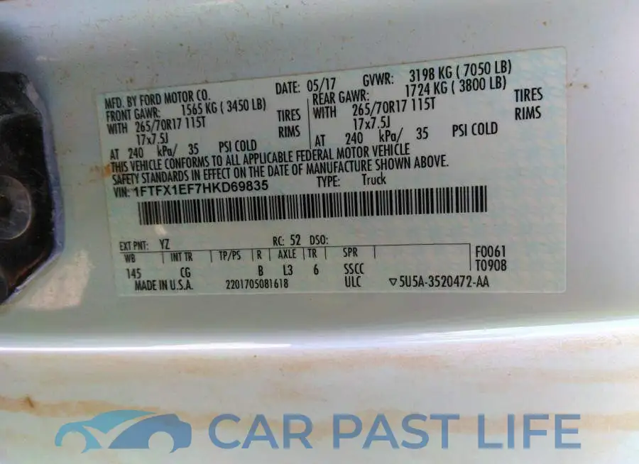 1FTFX1EF7HKD69835# 9