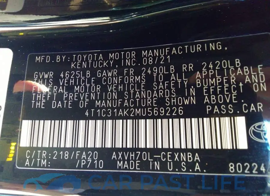 4T1C31AK2MU569226# 9