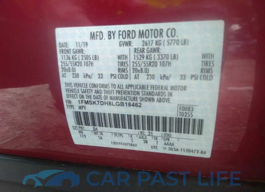 1FMSK7DH8LGB18462# 9