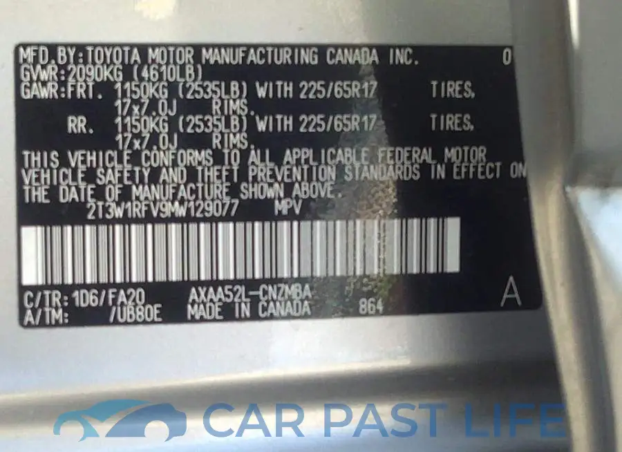 2T3W1RFV9MW129077# 9