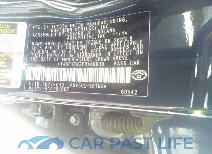 4T4BF1FK3FR460018# 9