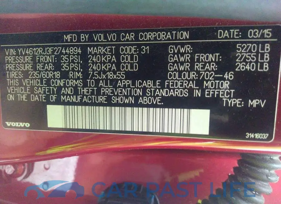 YV4612RJ3F2744894# 9
