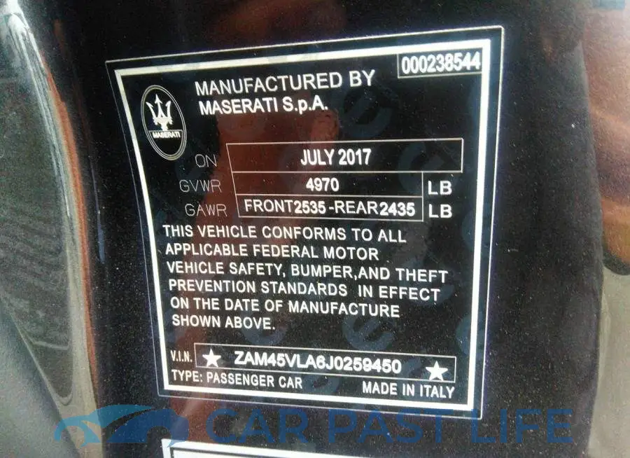 ZAM45VLA6J0259450# 9
