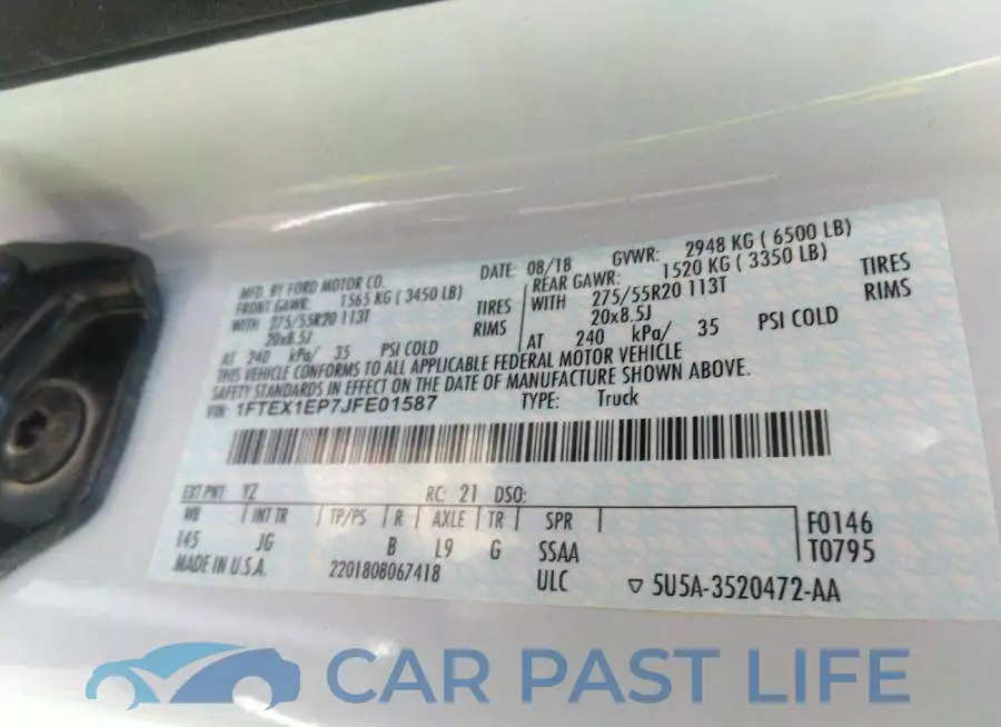 1FTEX1EP7JFE01587# 9